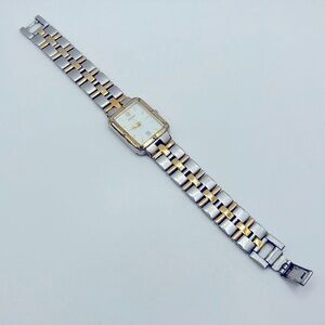 Working! Vintage Pulsar 2 Tone Rectangular Face Unisex Minimalist Watch